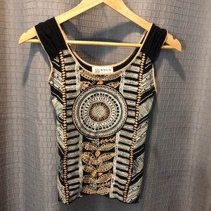 Unique slim fitting sexy top with metallic design-vintage